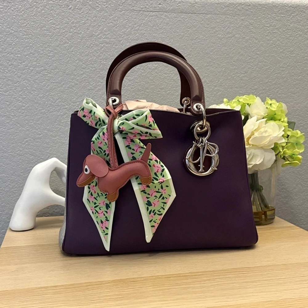 Beautiful Dior Tri-color Handbag with Crossbody Strap (medium) EUC with COA